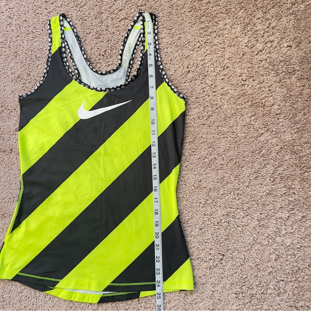 Nike Pro DRI-FIT Black Yellow Striped Fitted Athletic Tank Top Women’s Size S - Picture 6 of 11